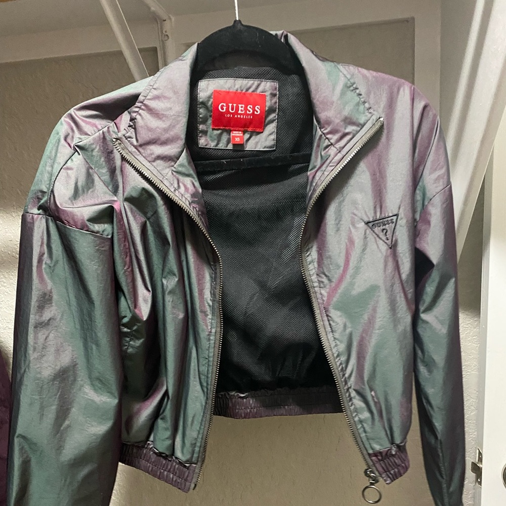 GUESS cropped holographic jacket